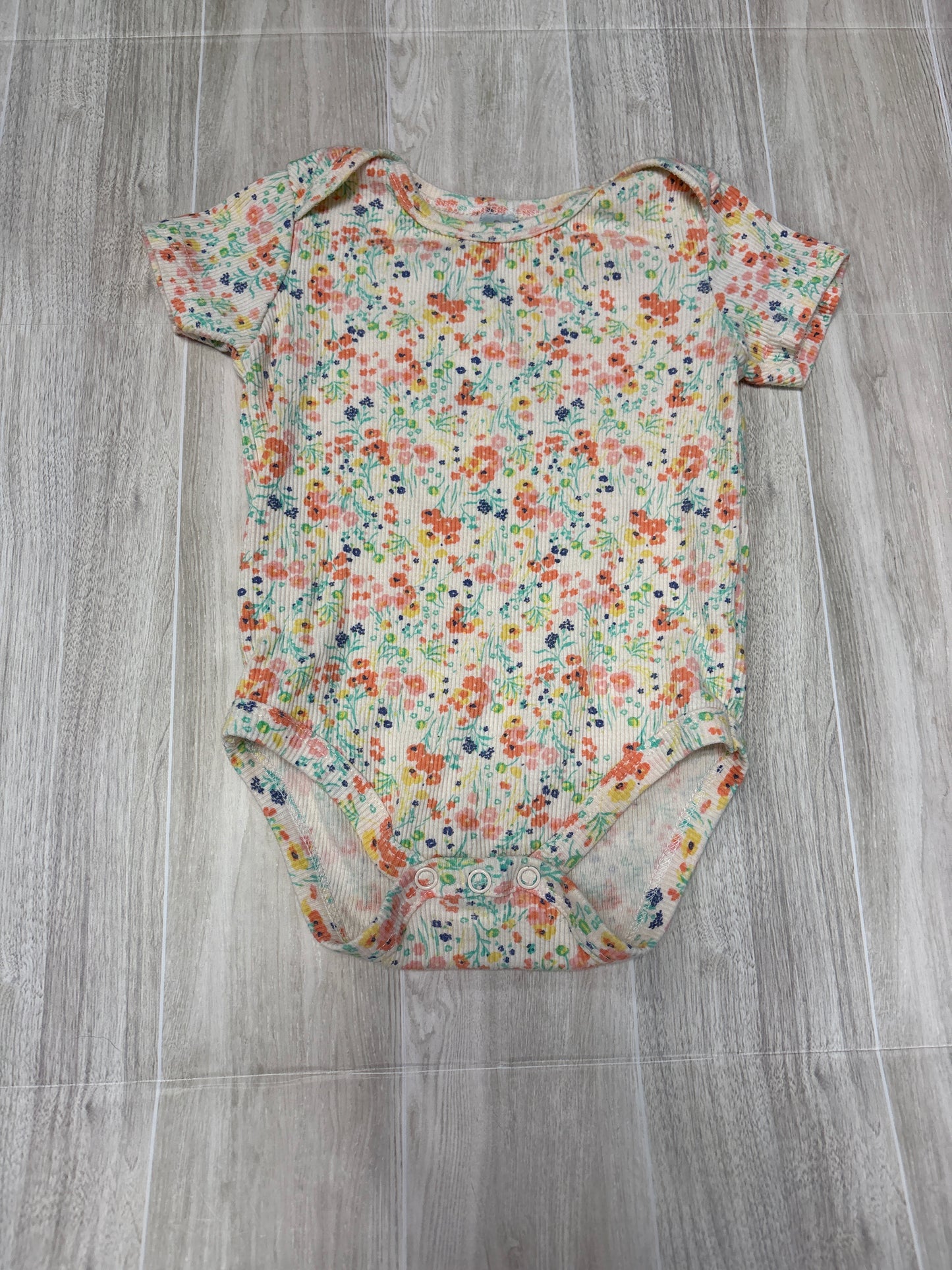 6-9m Peach Floral Onesie