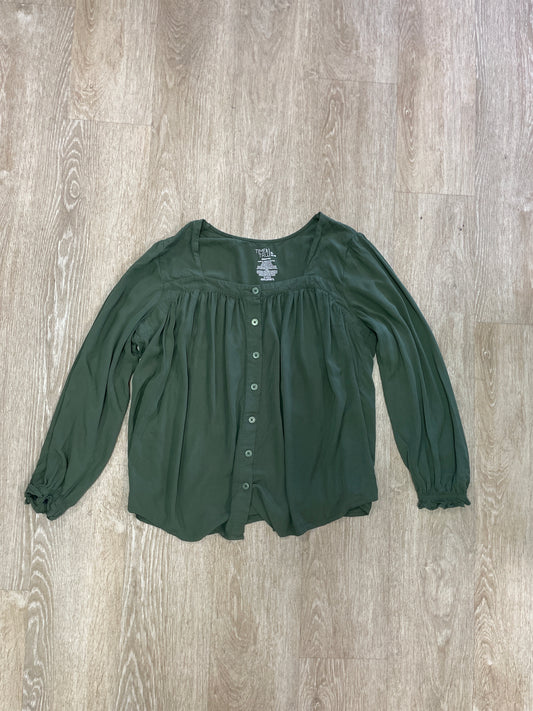 Womens XL Maternity Olive Button Down Top