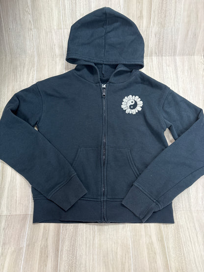 10/12 Black Floral Ying Yang Zip Up Hoodie