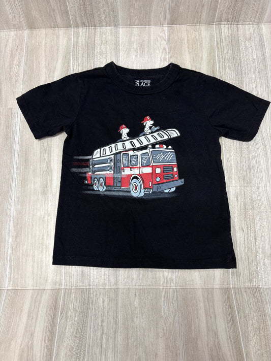 3T Black Firetruck Graphic Tee