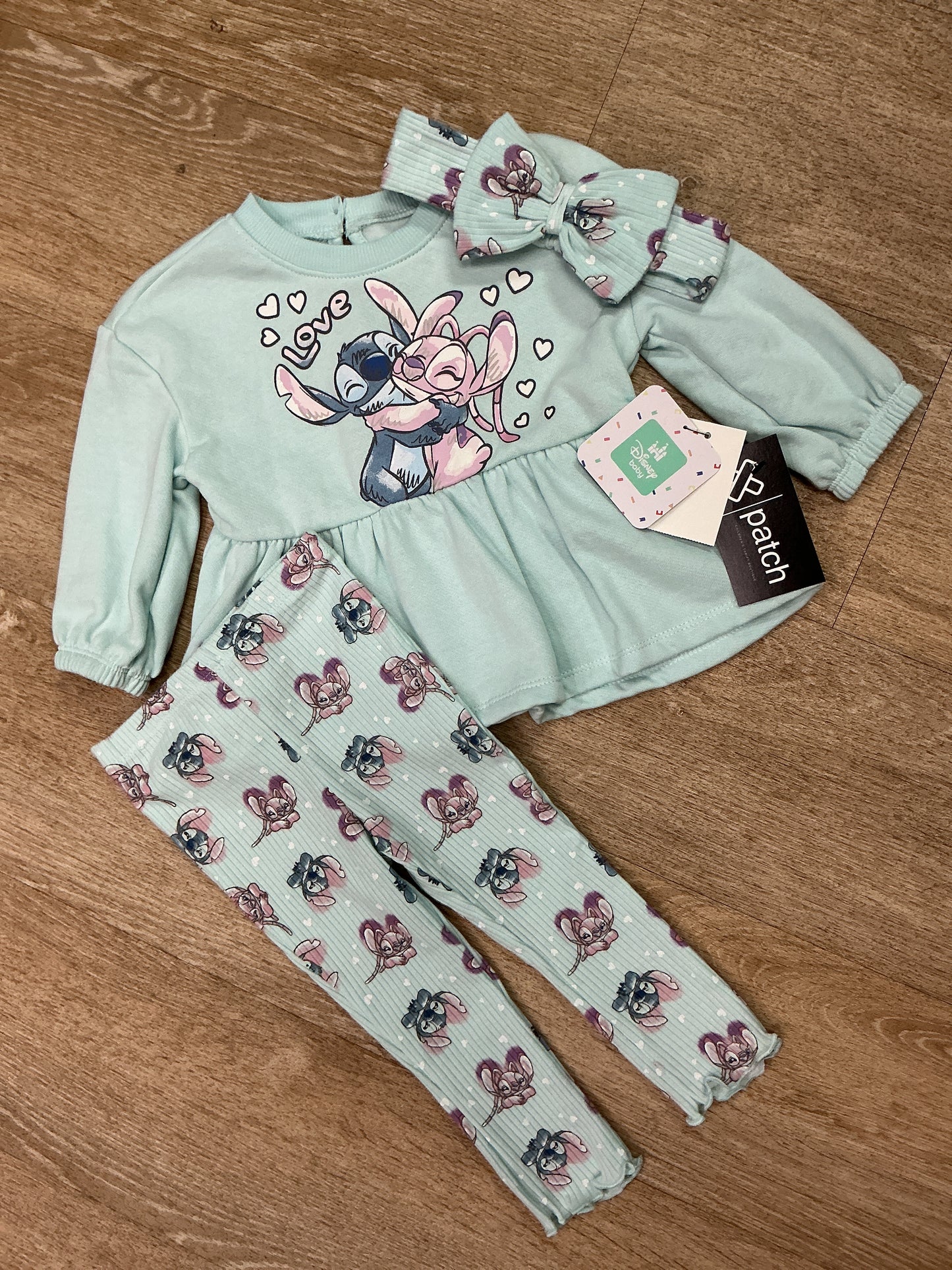 NWT 18m Stitch 2 Piece Set + Bow