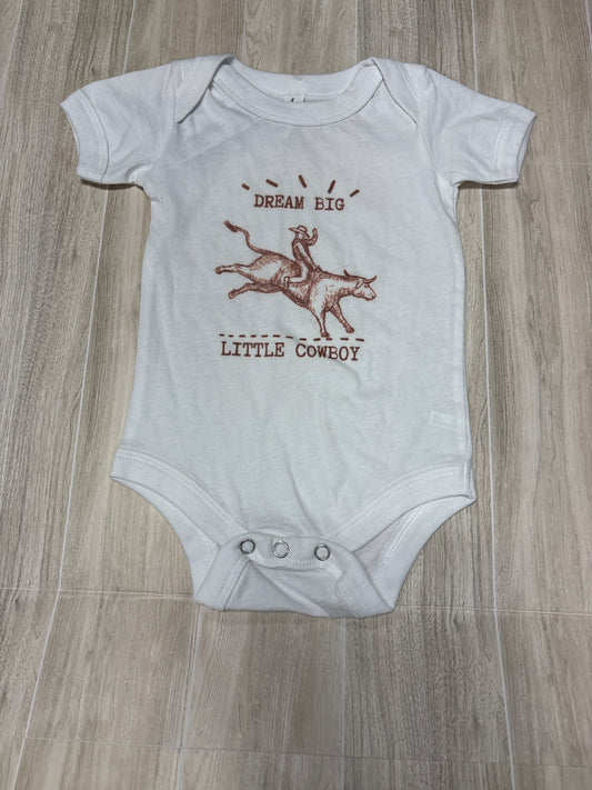 3-6m Dream Big Little Cowboy Onesie