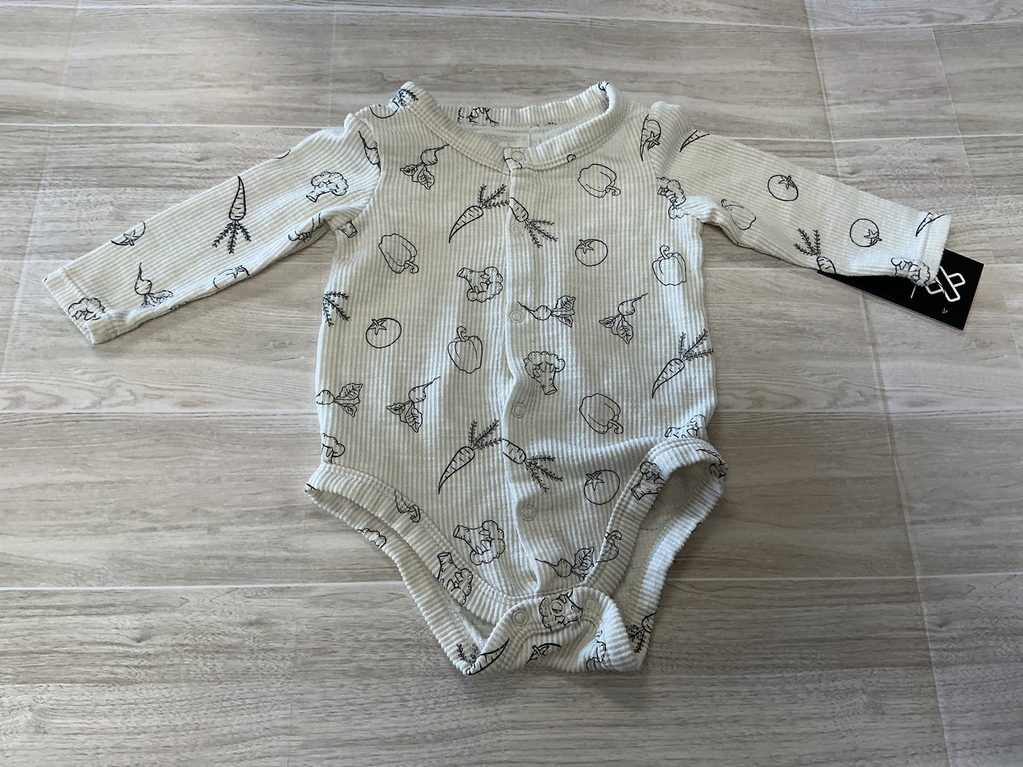 3-6m Ribbed Vegetable Long Sleeve Onesie