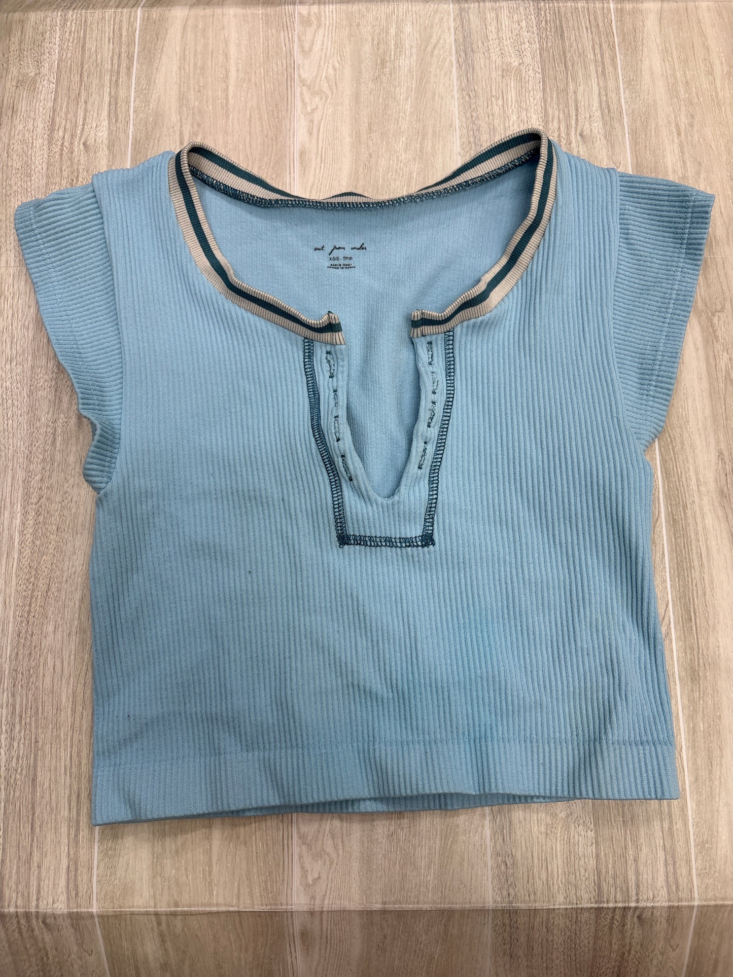 Womens XS/S Out From Under Ribbed Tee - Blue