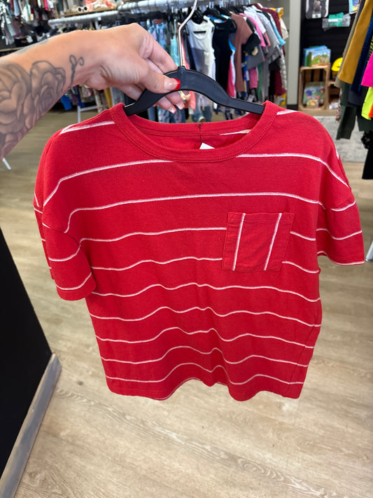 6/7 Red Striped Pocket Te