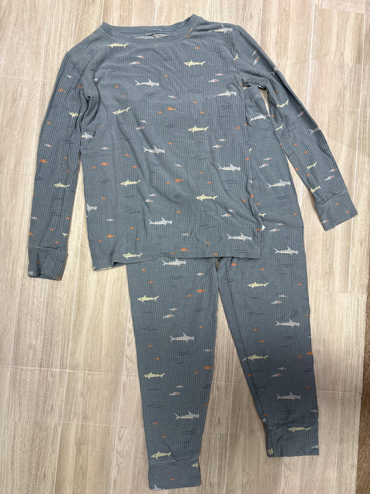 6/7 Brave Little Ones Dusty Blue Fish Ribbed 2 Piece Lounge Set