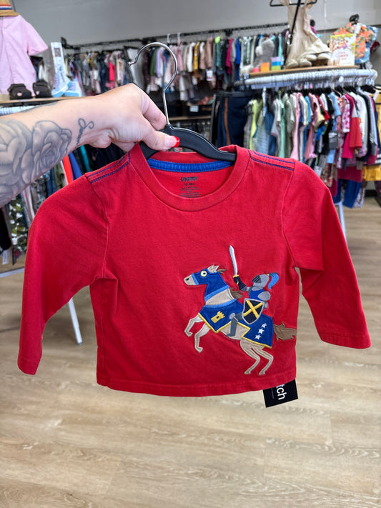 12-18m Embroidered Knight Long Sleeve - Red