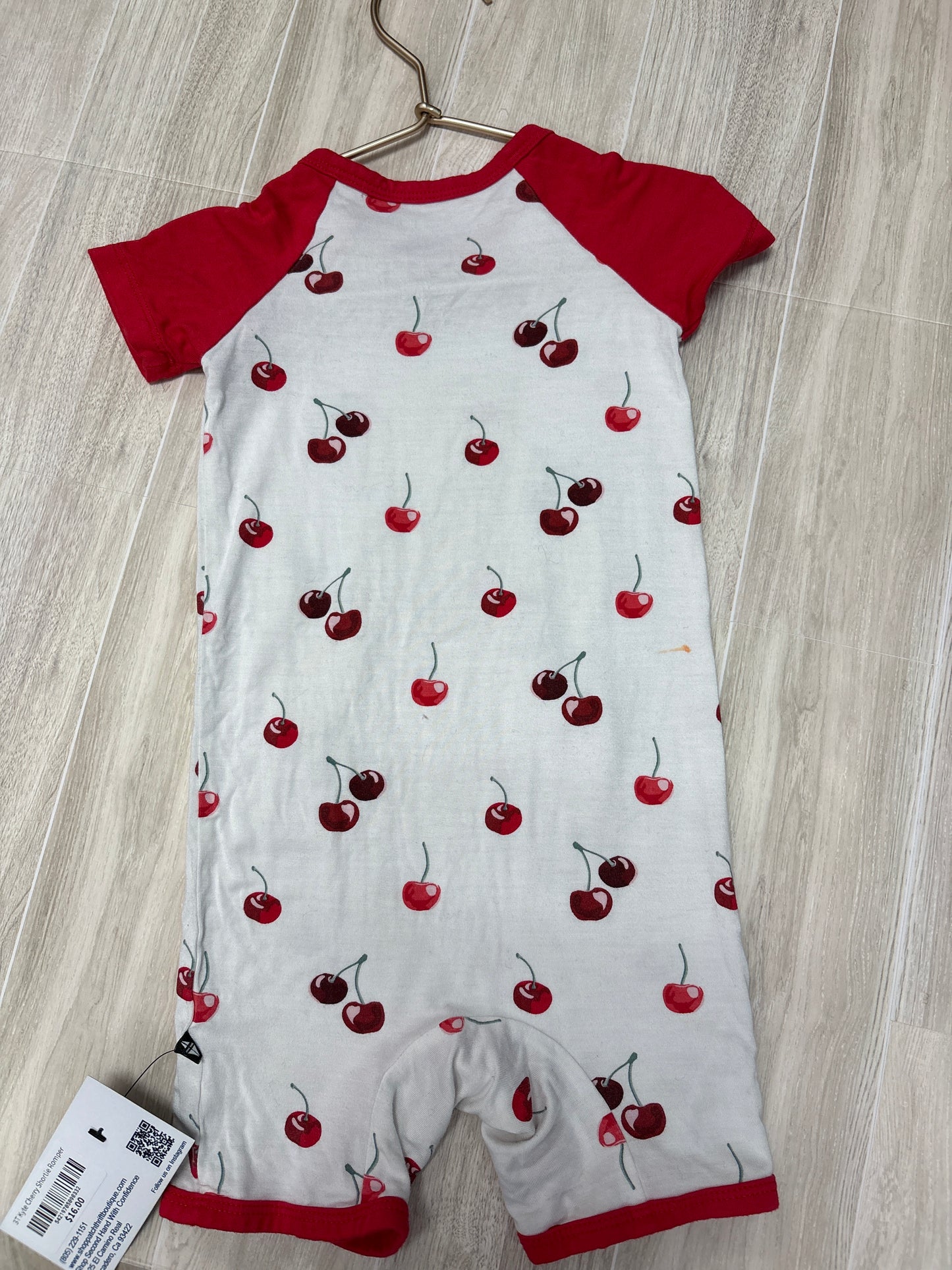 3T Kyte Cherry Shortie Romper - Blemish on Back