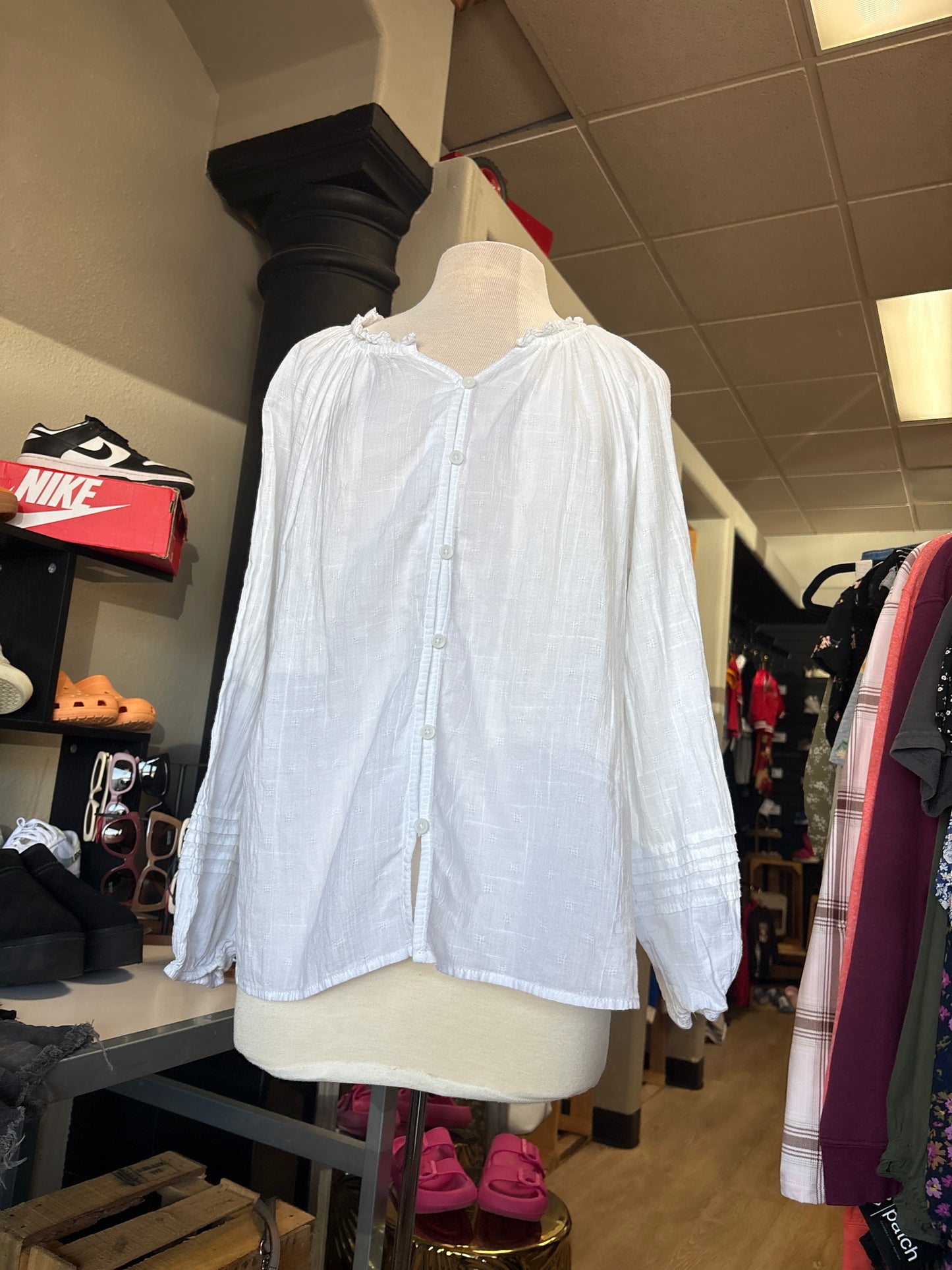 Womens Large Beachlunchlounge Collection White Button Blouse