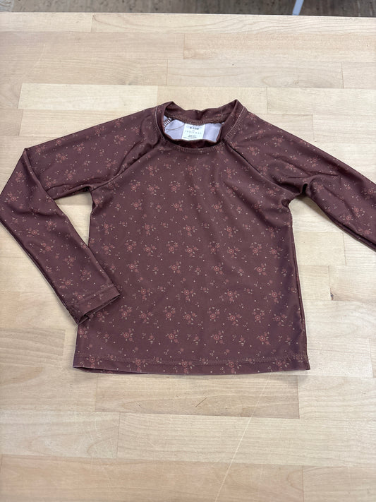 6-12m Jamie Kay Brown Floral Long Sleeve Swim Shirt