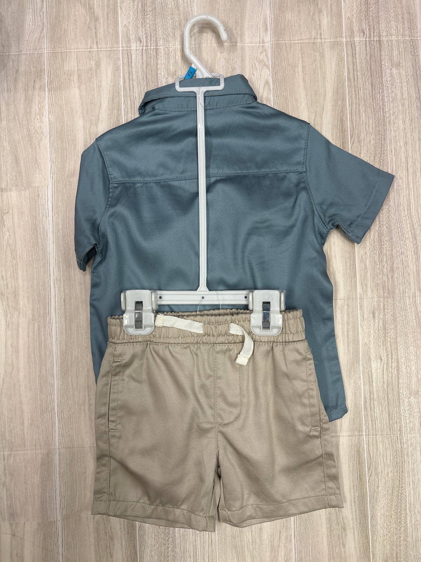 NWT 24m Eddie Bauer 2 Piece Button Shirt + Shorts Set