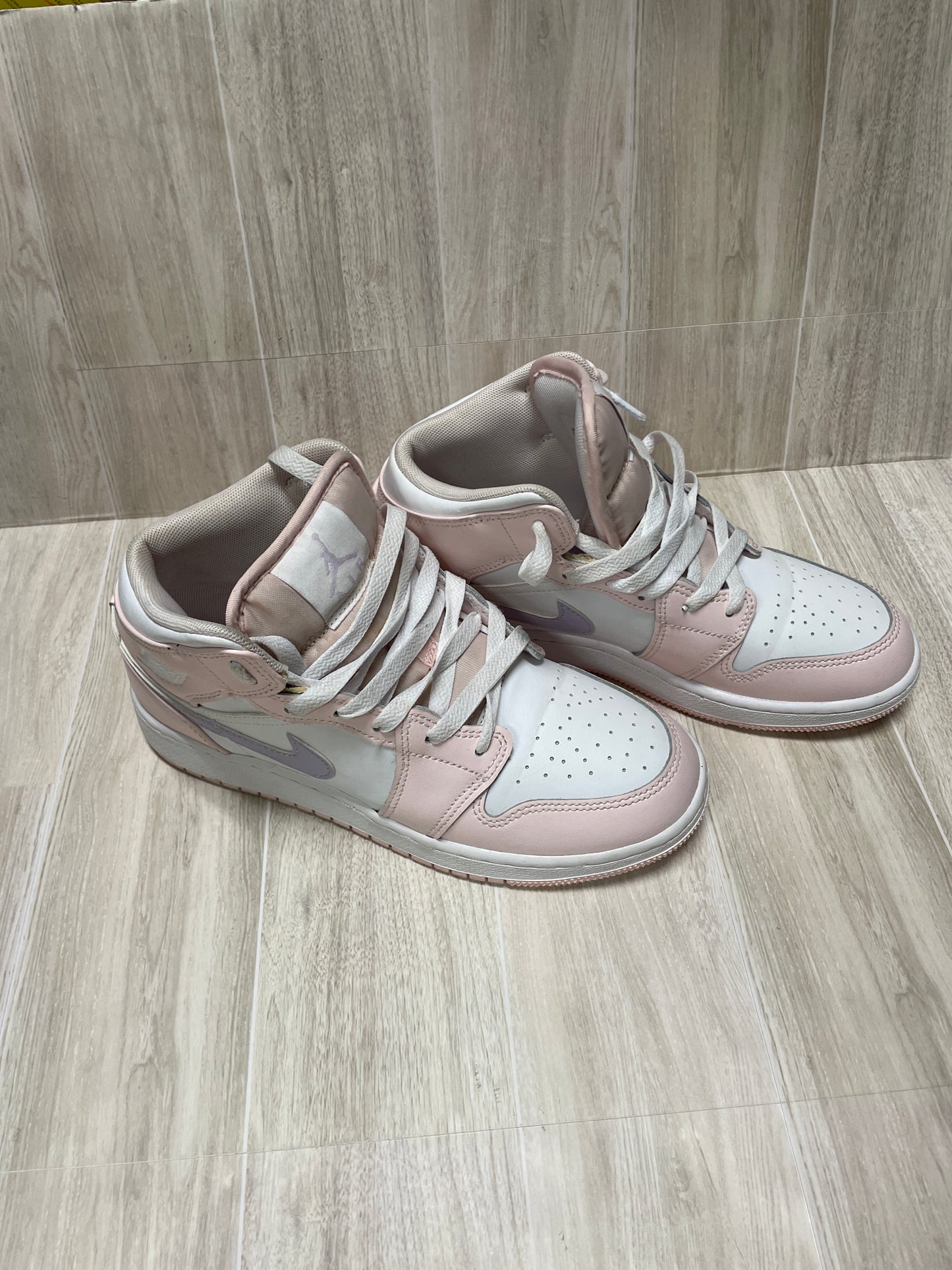 5Y Pink/White Nike High Top Air Jordans - Blemish