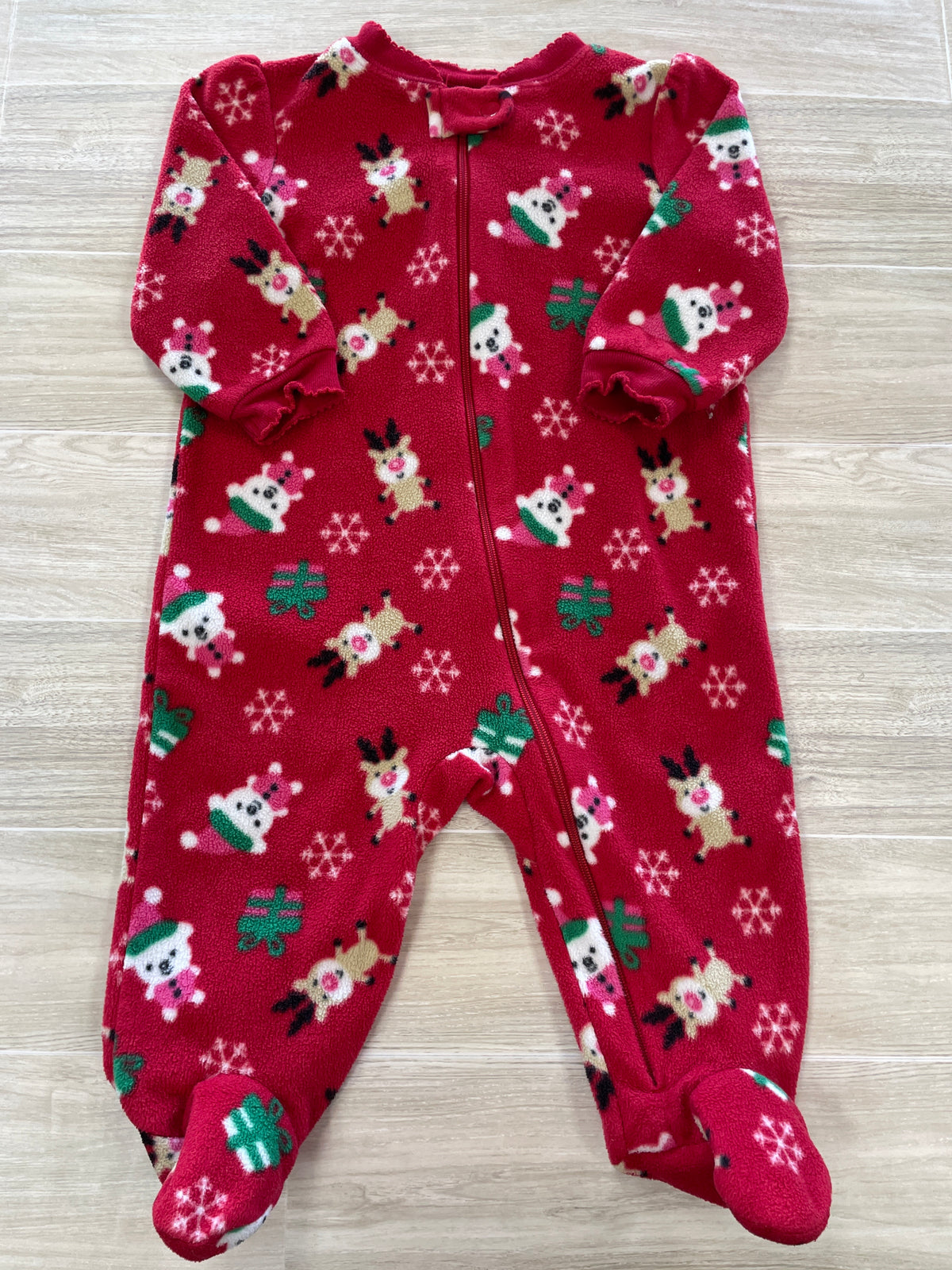 3-6m Fleece Holiday Pajma Romper