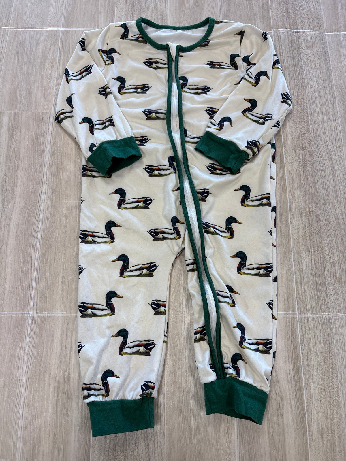 3T Cream Mallard Multi Duck Pajama Romper