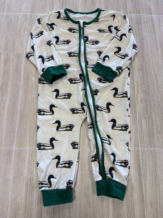 3T Cream Mallard Multi Duck Pajama Romper