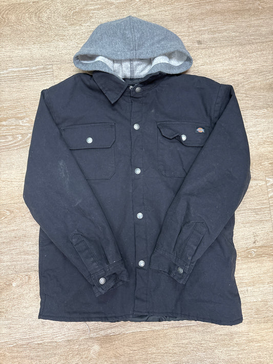 12/14 Black Hooded Dickies Button Up Jacket