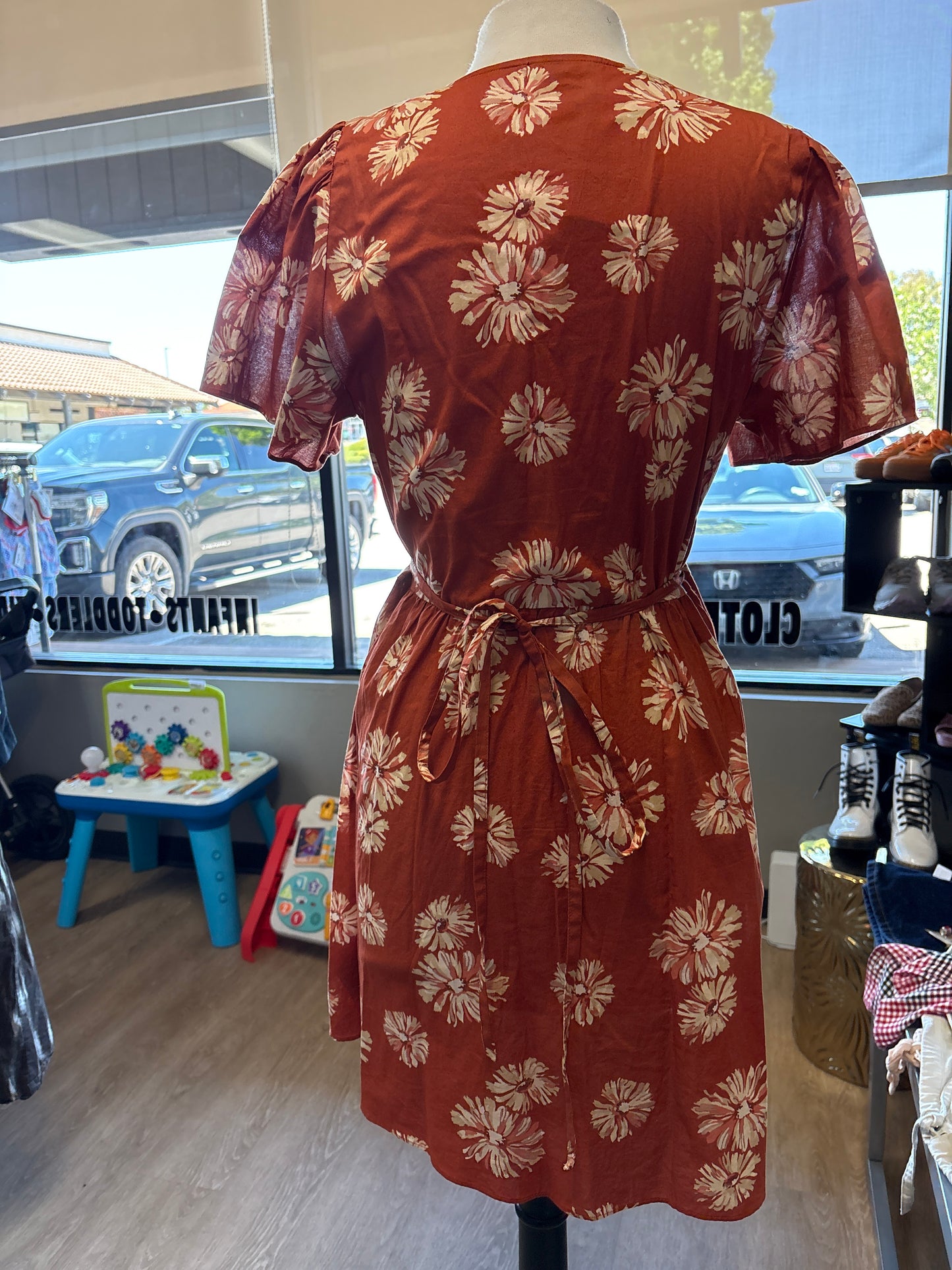 Womens Large Madewell Terracotta Floral Tie Dress