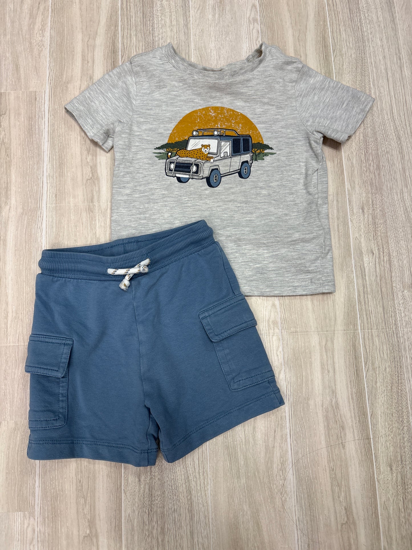 12m Tommy Bahama Grey Graphic + Light Blue Soft Shorts Set
