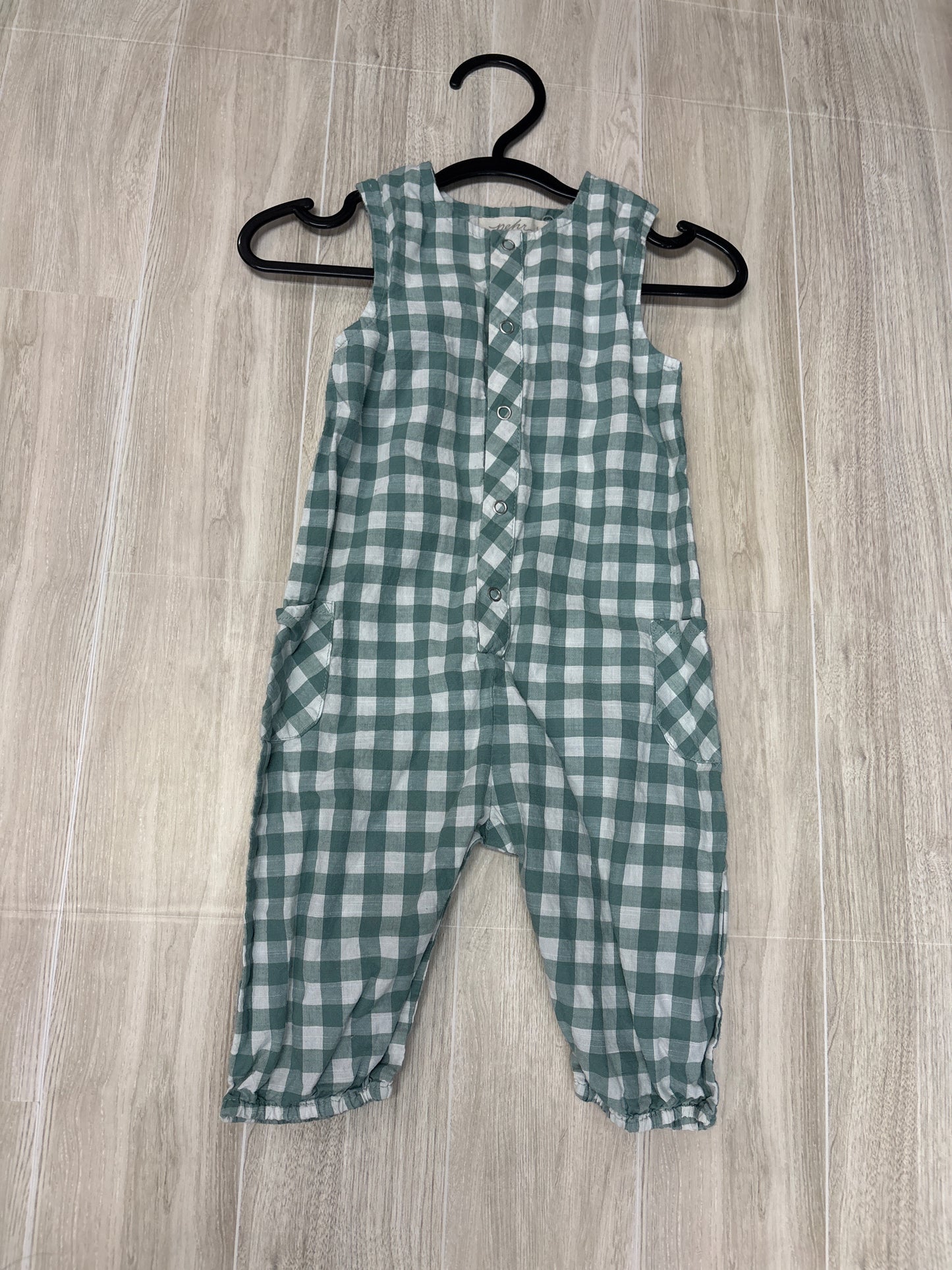 3-6m Pehr Teal Gingham Tank Jumper