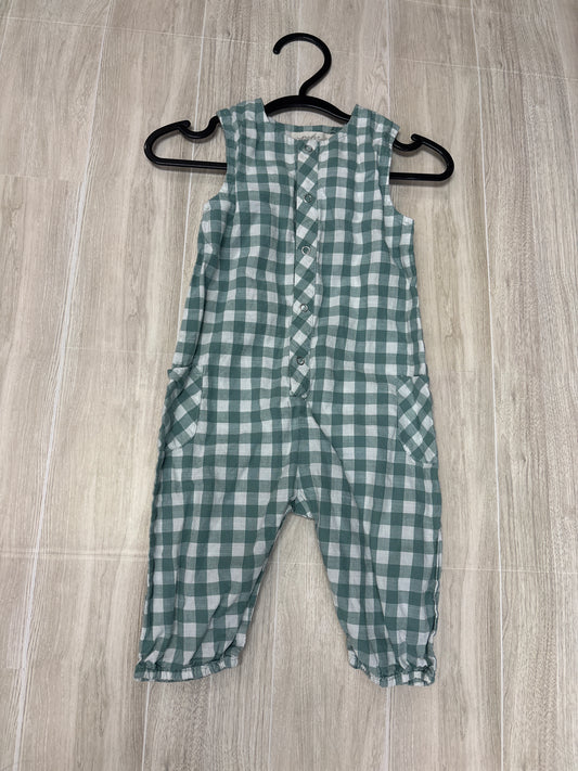 3-6m Pehr Teal Gingham Tank Jumper