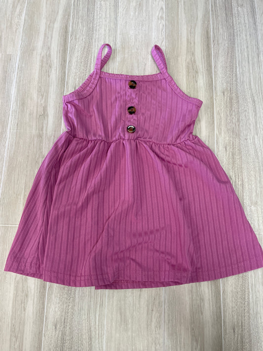 18-24m Magenta Ribbed Button Tank Dress