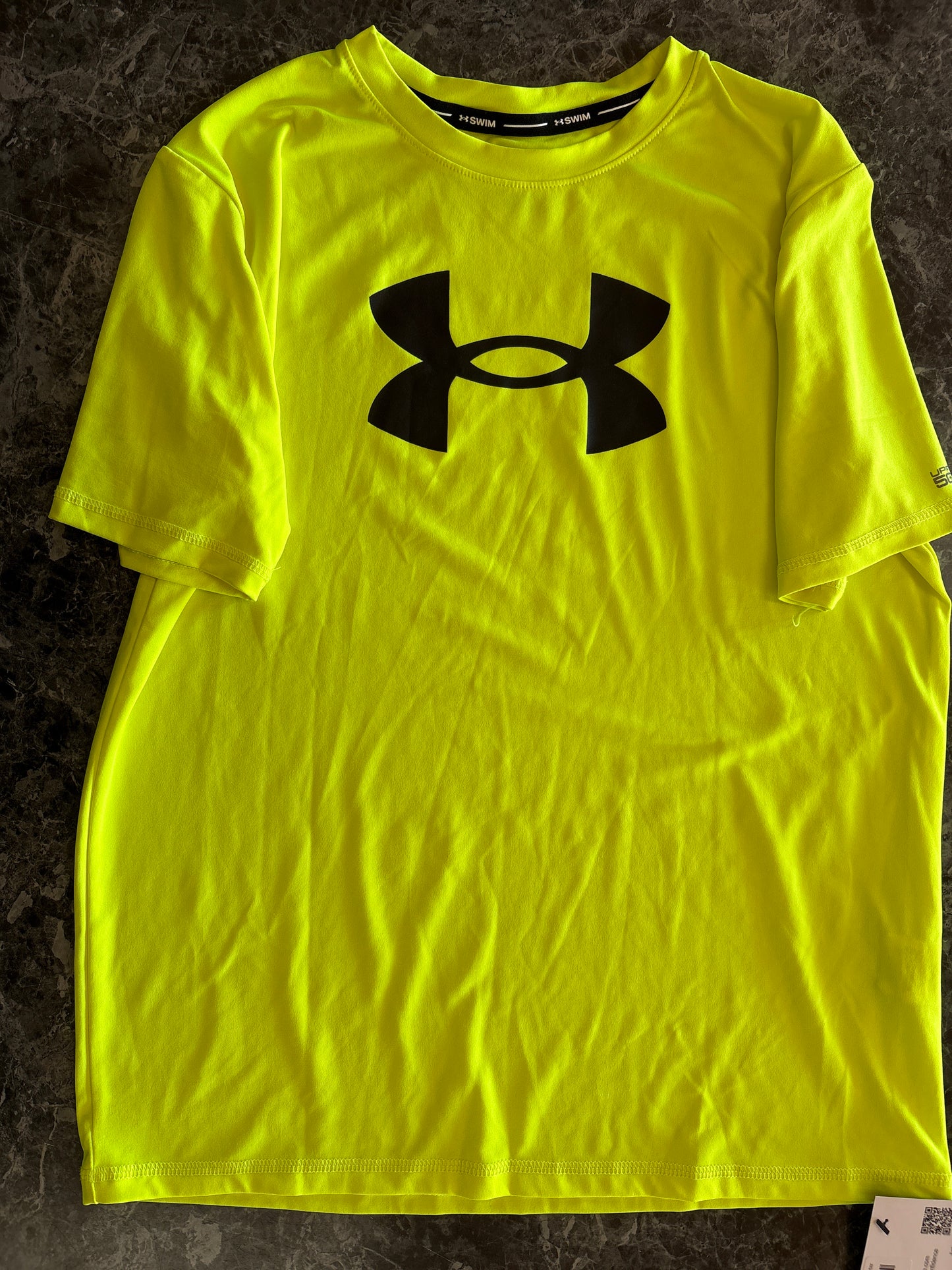 14/16 UnderArmour Highlighter Yellow Athletic Shirt