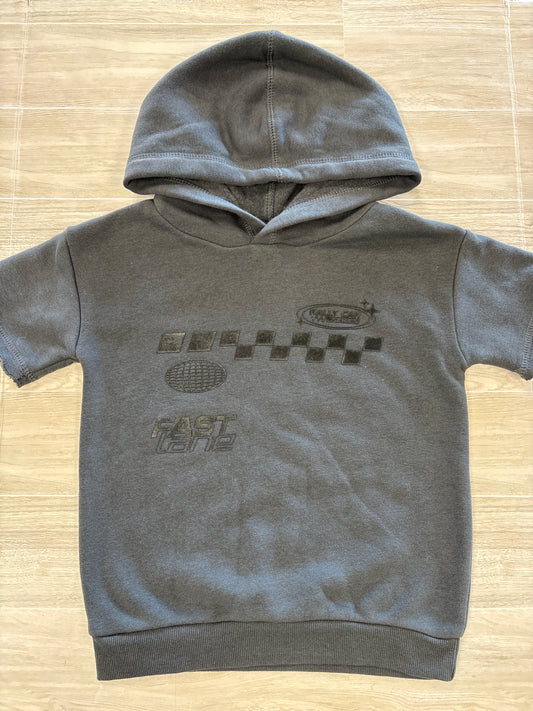NWT 4T Grayson Mini Grey Hooded Short Sleeve Sweater