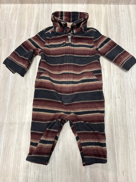 3-6m Brown/Grey Striped Cozy Jumpsuit