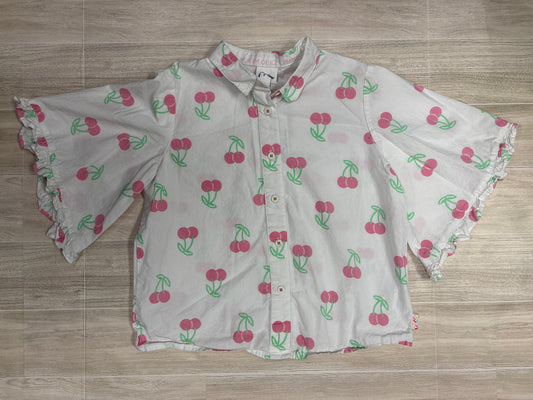 6x White Cherry Button Up Top