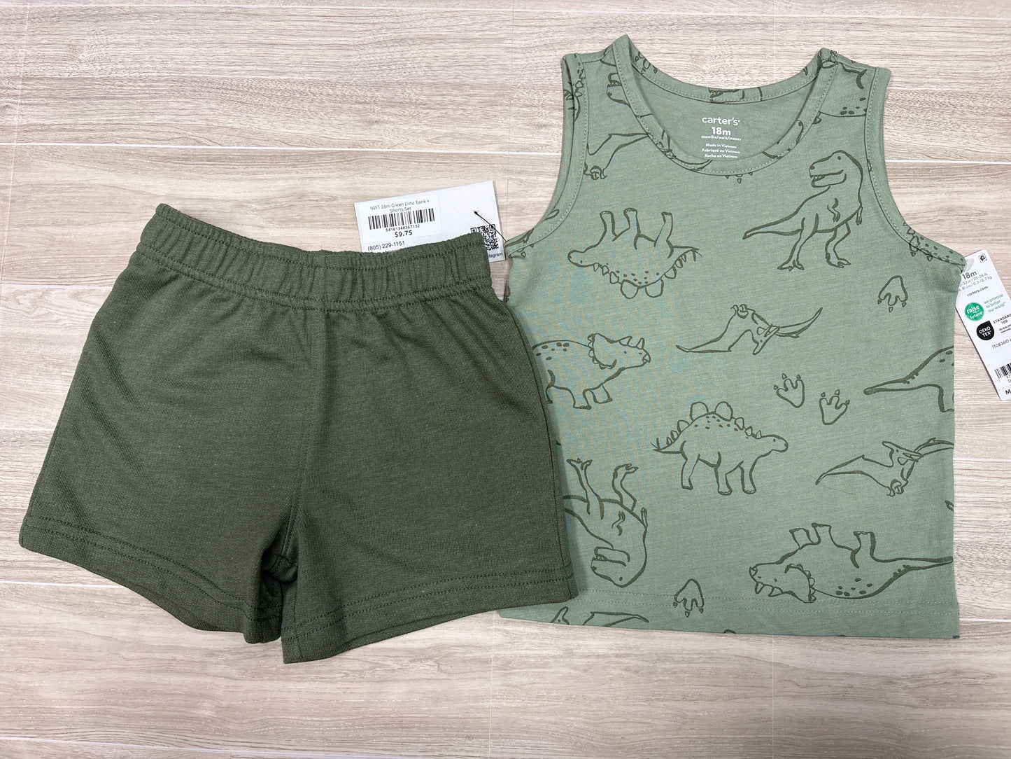 NWT 18m Green Dino Tank + Shorts Set