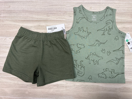 NWT 18m Green Dino Tank + Shorts Set