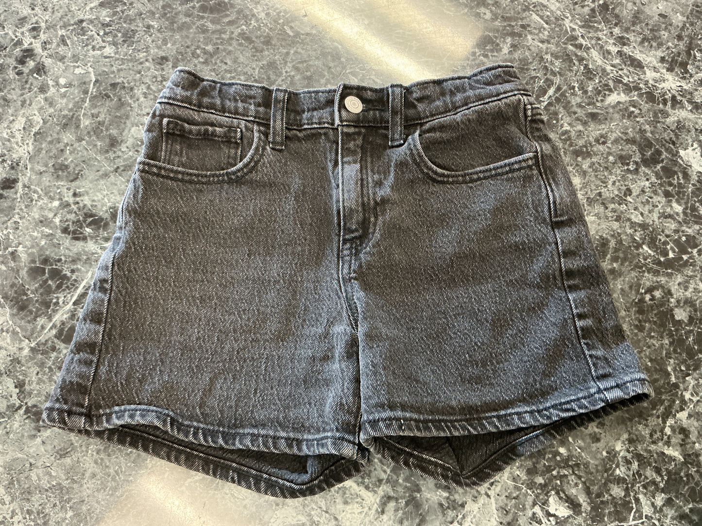 12 Faded Wash Black Denim Shorts
