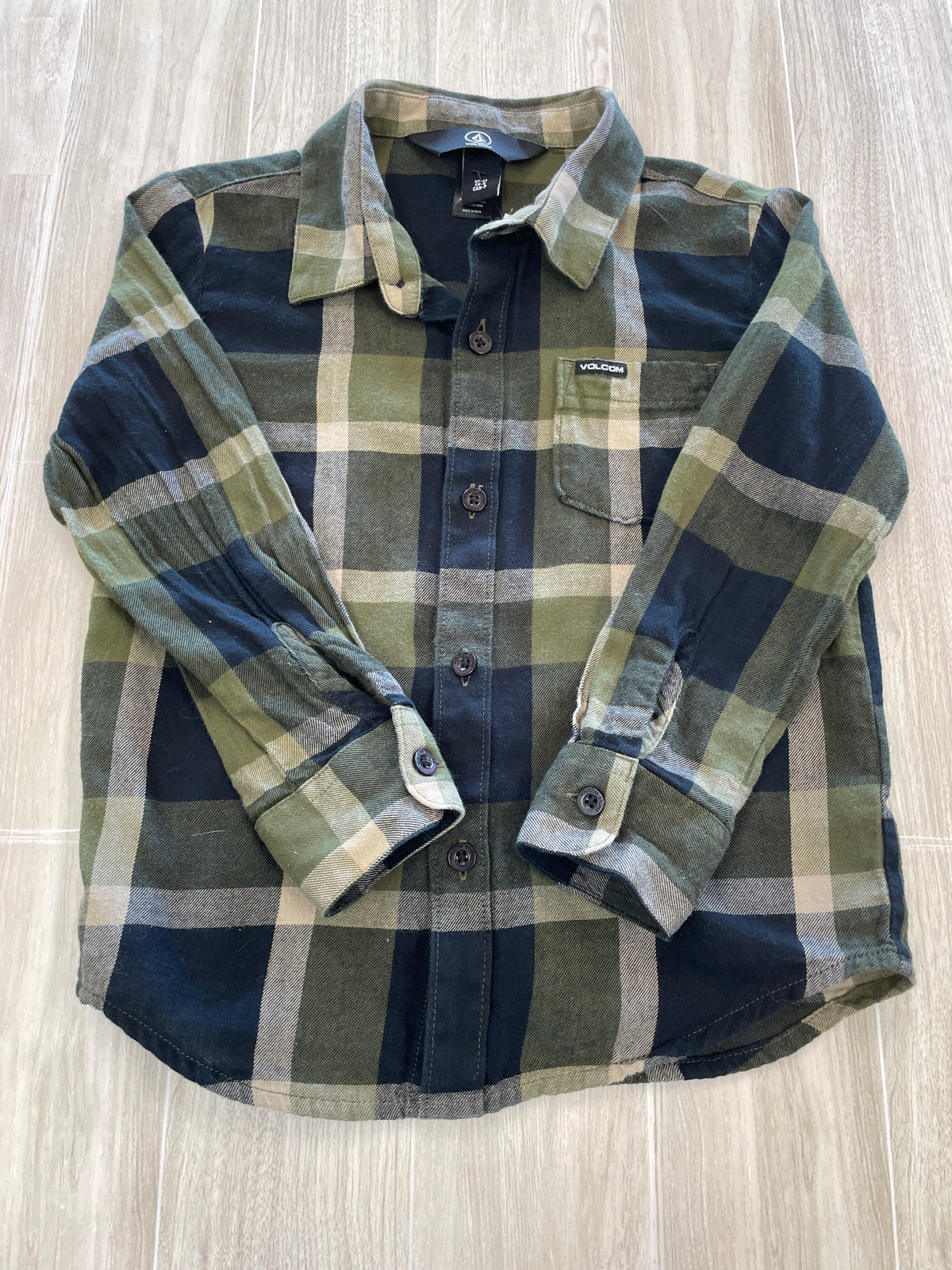 4T Green/Navy Plaid Volcom Flannel