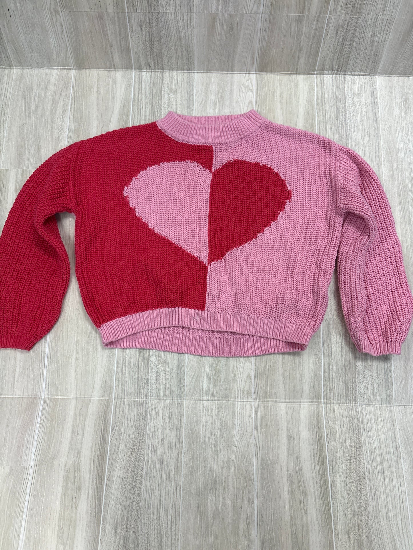 3T Pink Colorblock Heart Knit Sweater - Blemish