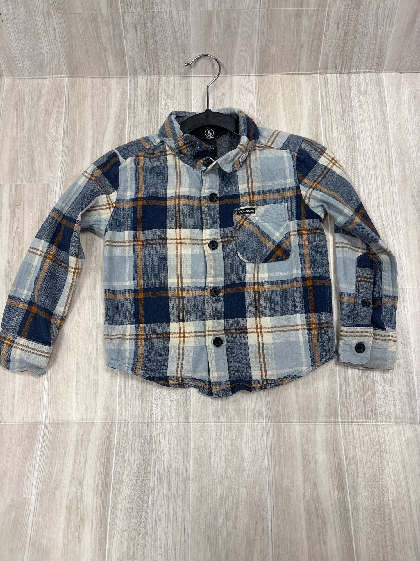 2T Volcom Navy Plaid Flannel - Blemish