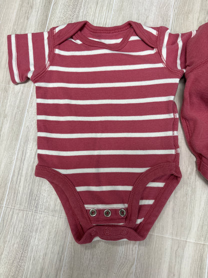 0-3m Quince Mauve Striped Onesie 2 Pack - Short Sleeve