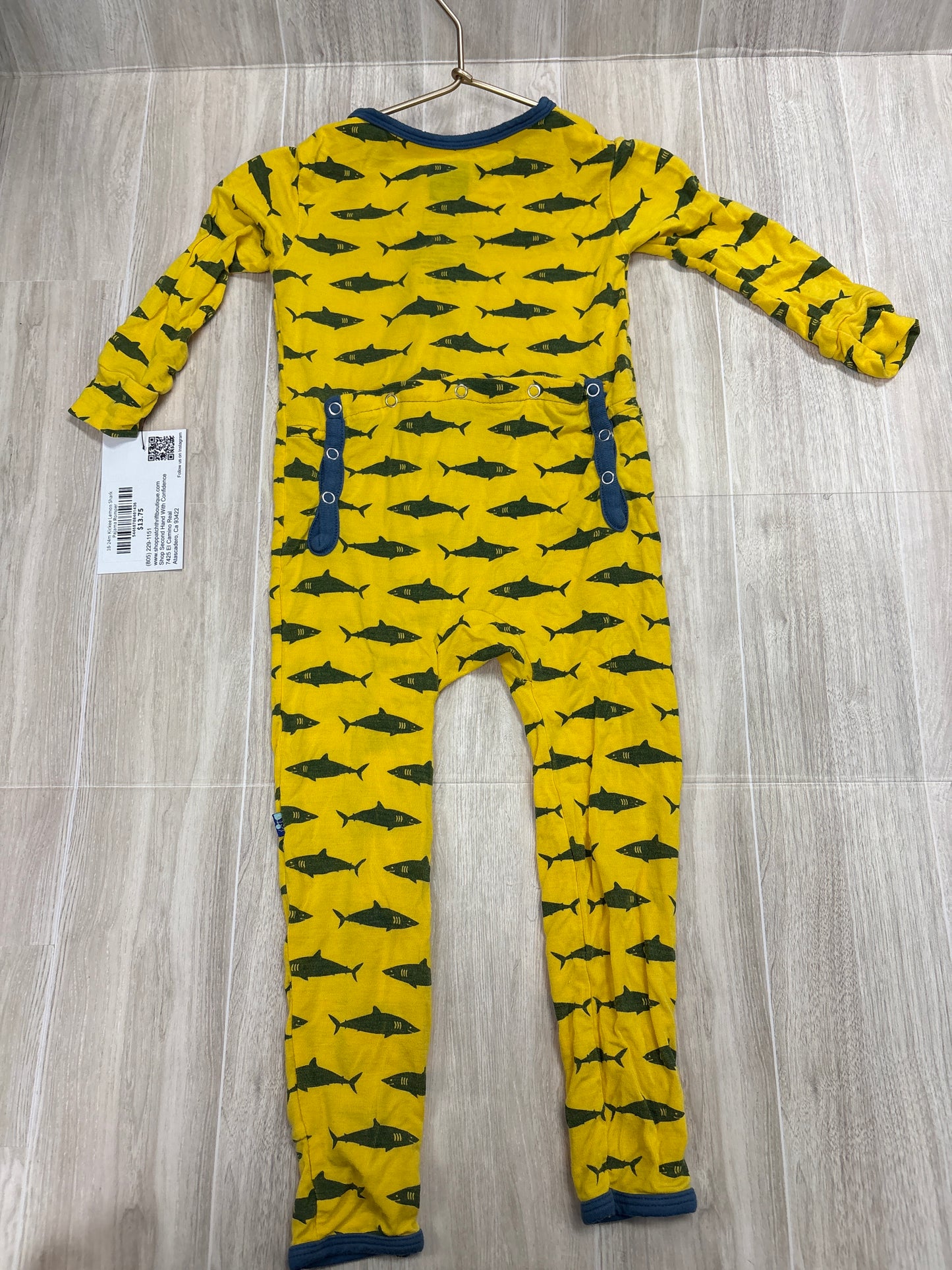 18-24m Kickee Lemon Shark Pajama Romper