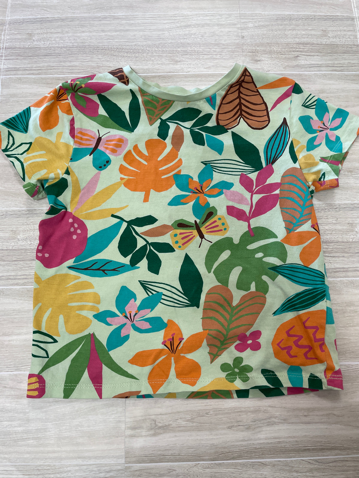 5/6 Green Leafy Floral Graphic Tee