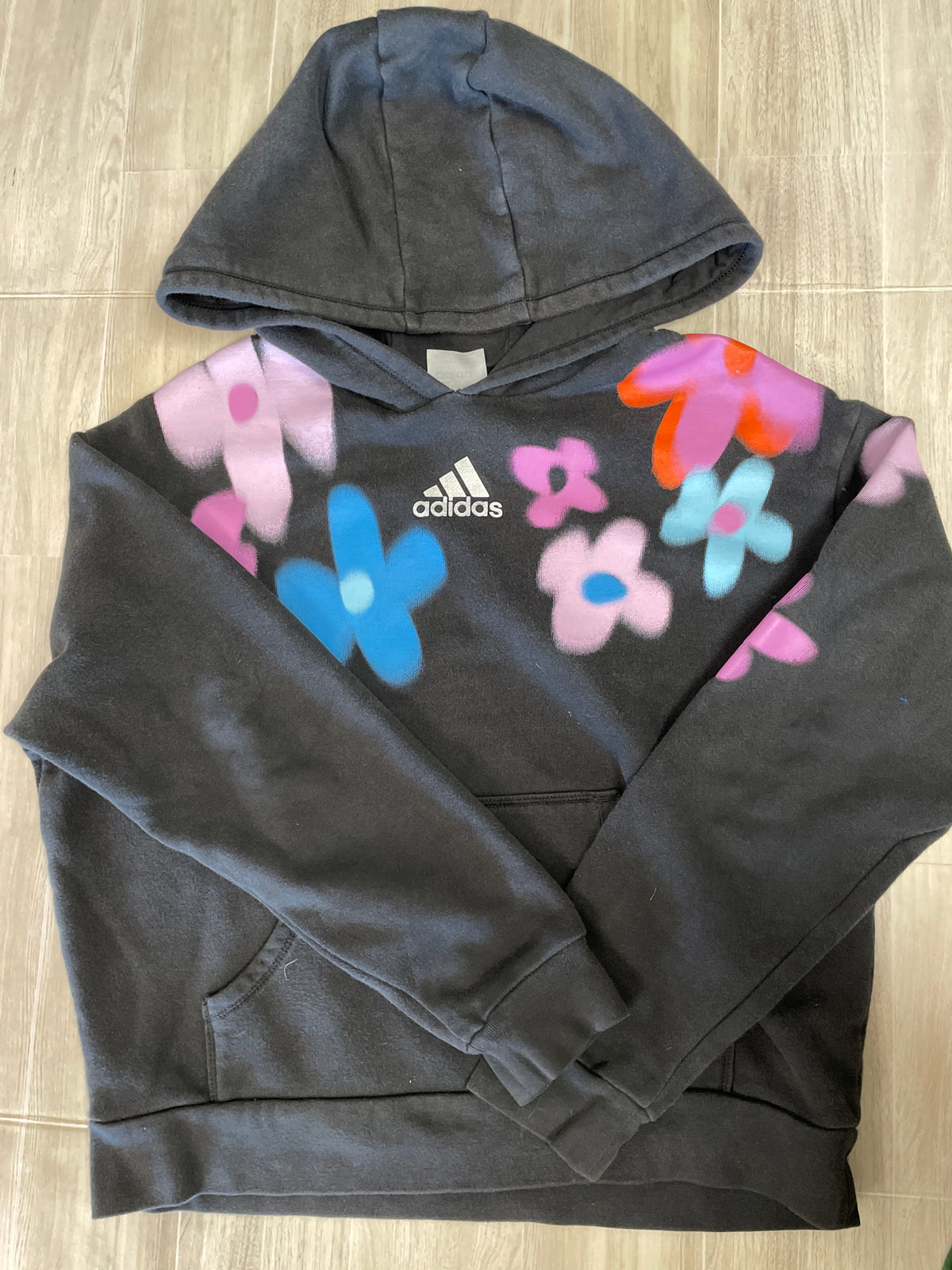 10/12 Adidas Black Floral Graphic Hoodie