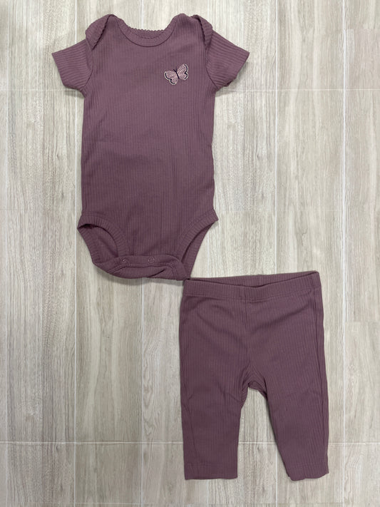 3m Purple Ribbed Onesie + Legging Set