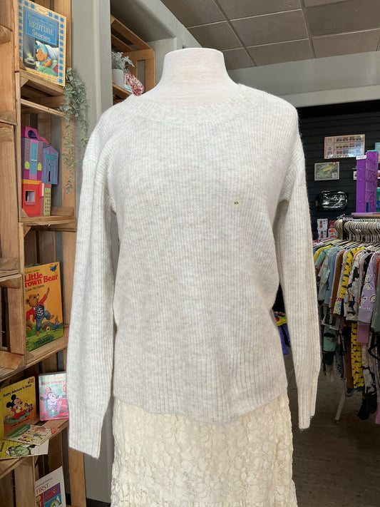 NWT Womens Xsmall LOFT Heathered Oat Ribbed Sweater
