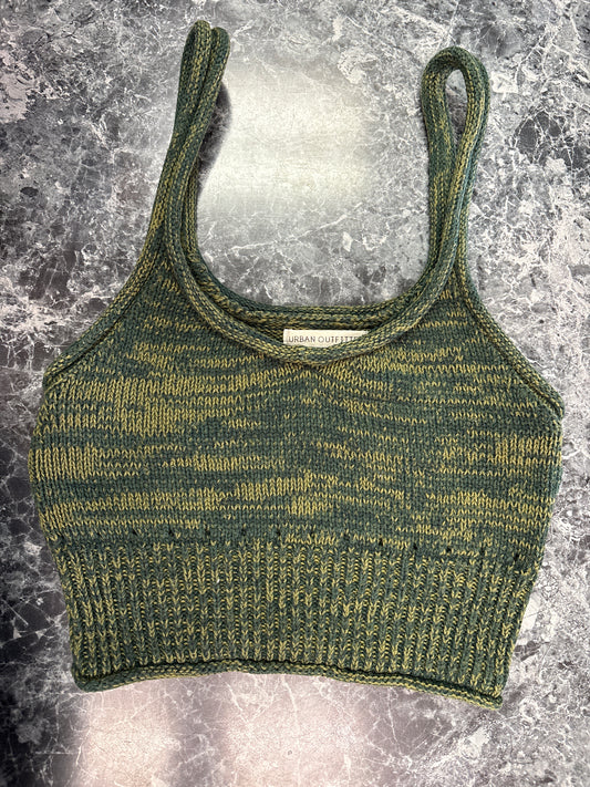 Womens XSmall Urban Outfitters Green Knit Crop Tank