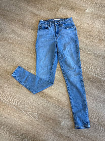 Womens 28 Levis 721 High Rise Skinny Light Wash Denim Pant