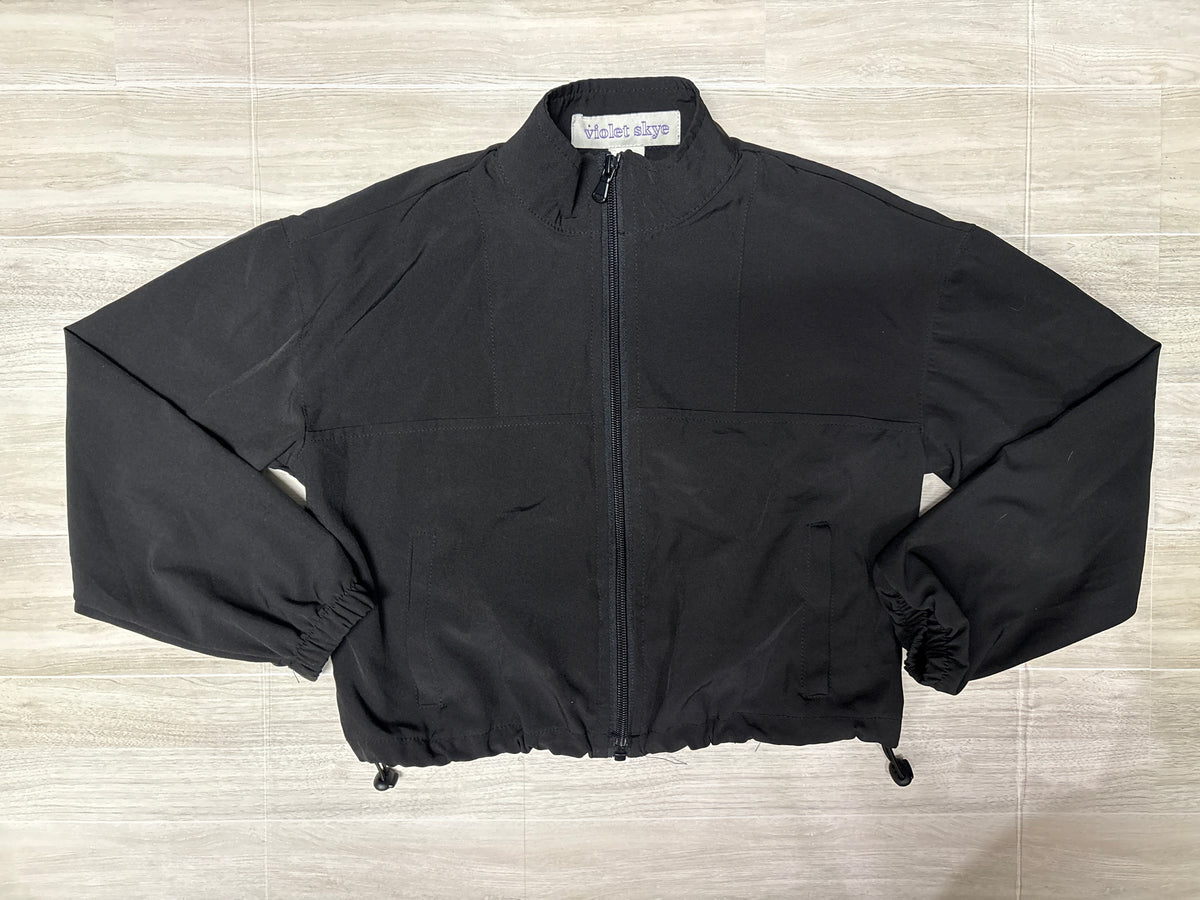 8 Black Cropped Windbreaker Jacket