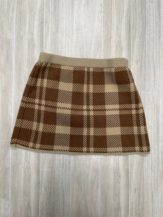 7/8 Brown Plaid Knit Skirt