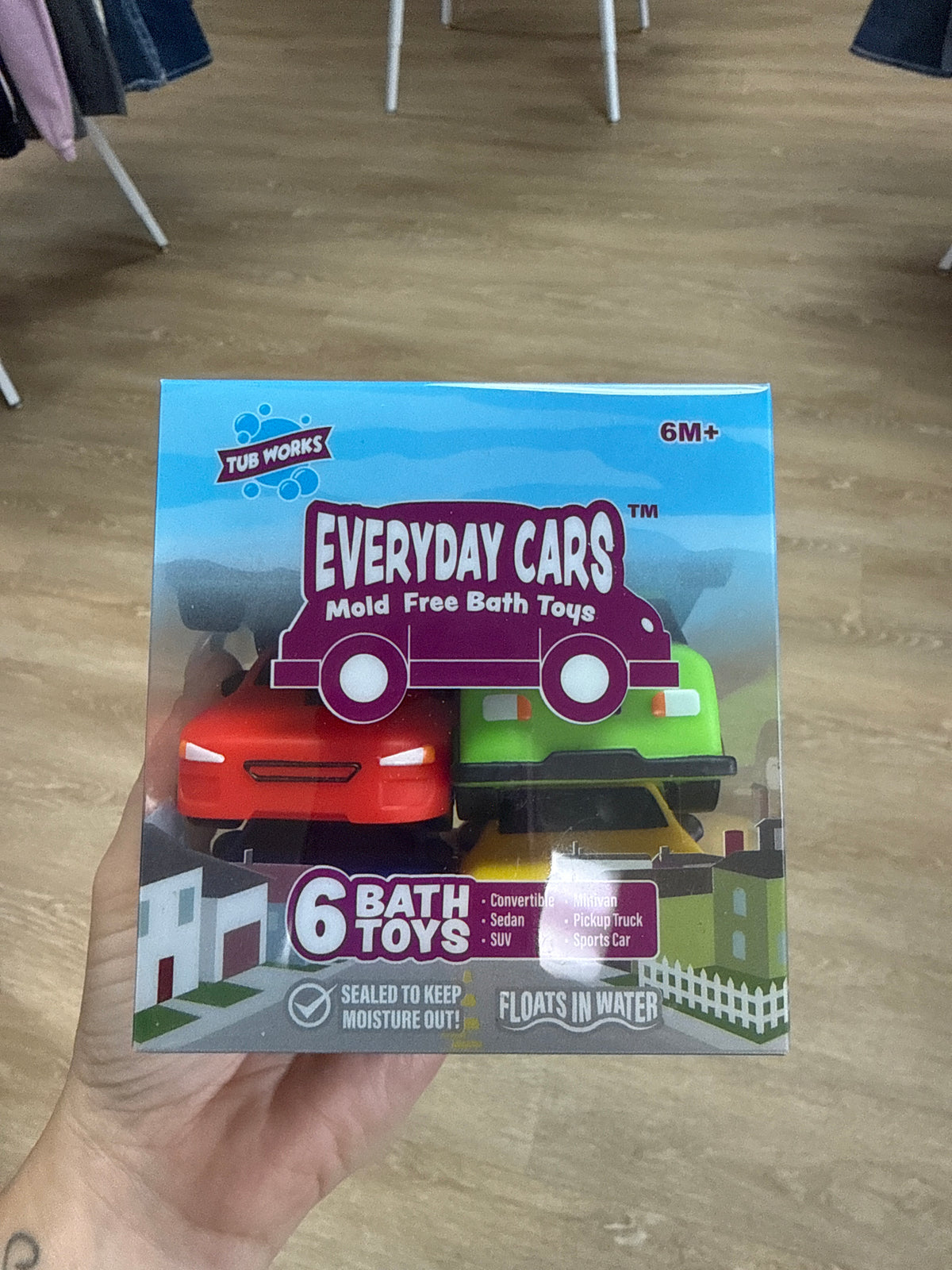 NEW Tub Works - Mold Free Bath Toys - Everyday Cars 6 Pack