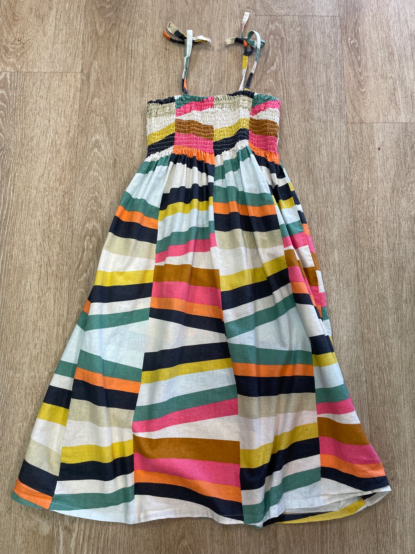 10 Tea Colorful Striped Tea Midi Dress