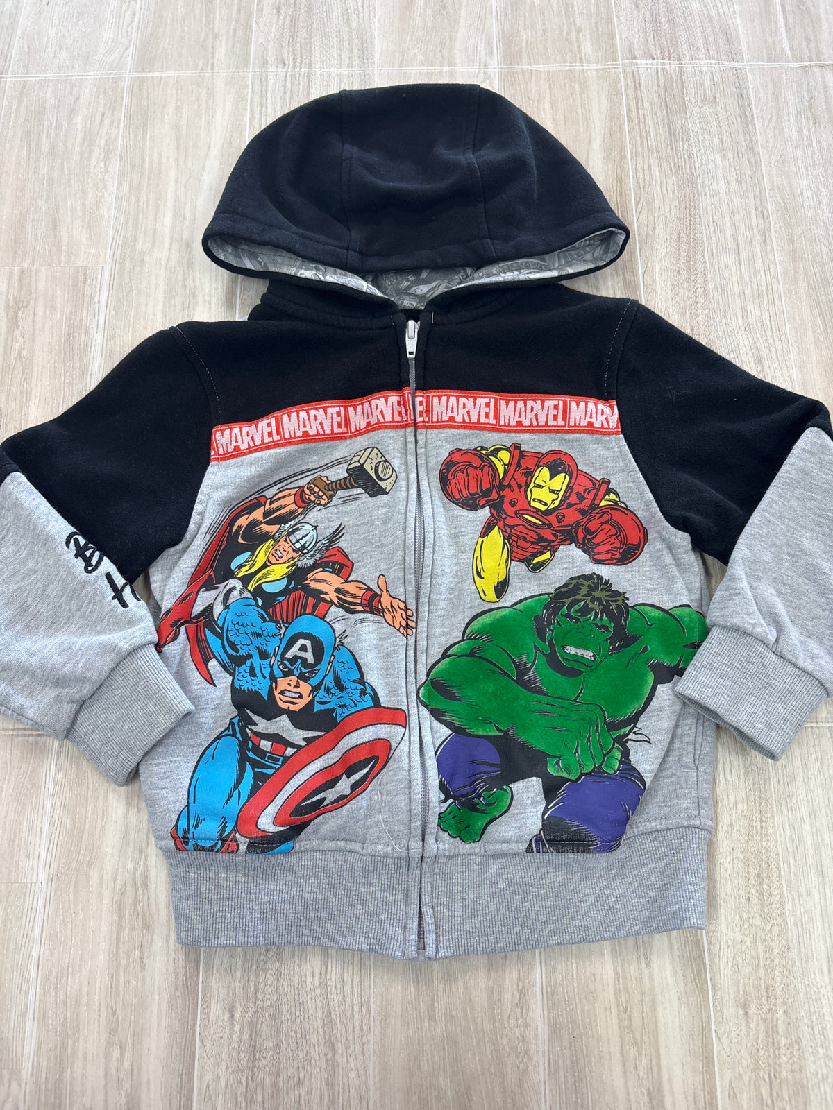 5T Marvel Graphic Black/Grey Zip Up Hoodie