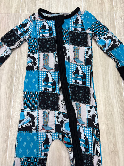 NWT 3-6m Wild Weston Turquoise Howdy Christmas Pajama