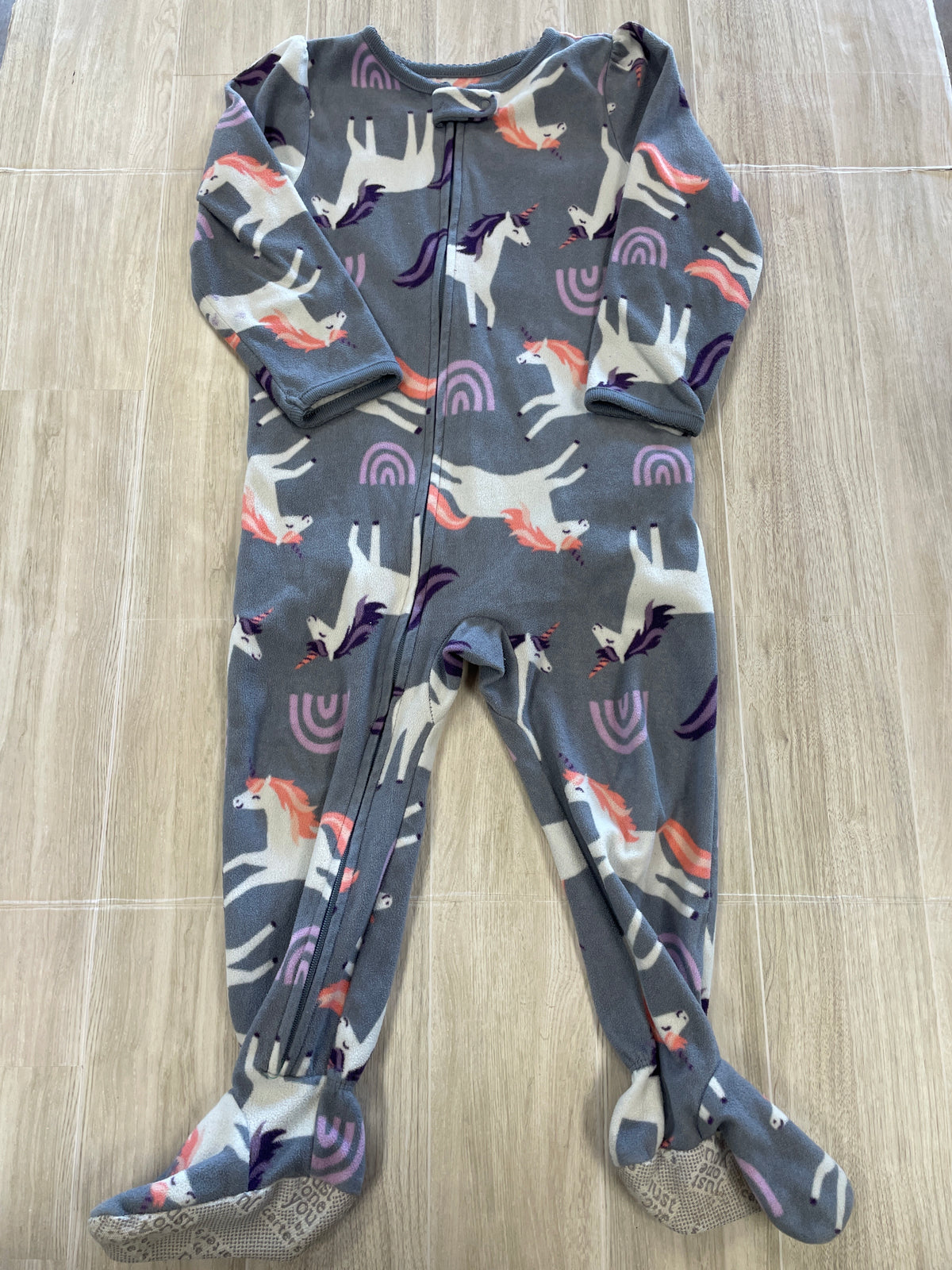 2T Grey Unicorn Footed Pajama